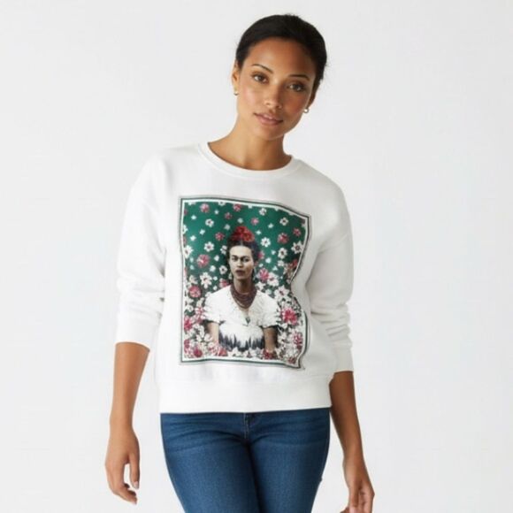 🛍️ FRIDA KAHLO White Floral, pullover sweatshirt, size medium - Picture 4 of 8